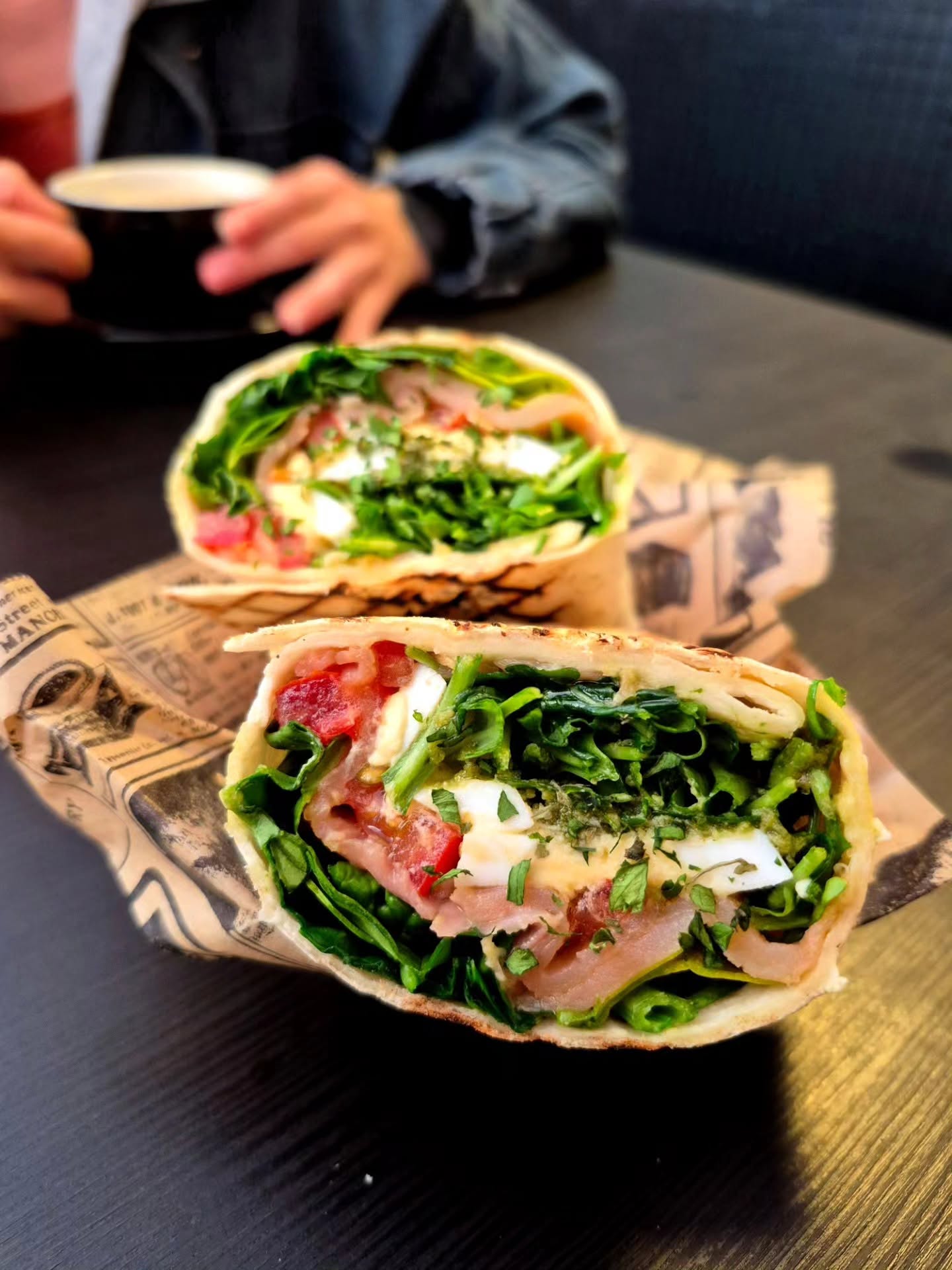 Artisan mozzarella and spinach wrap